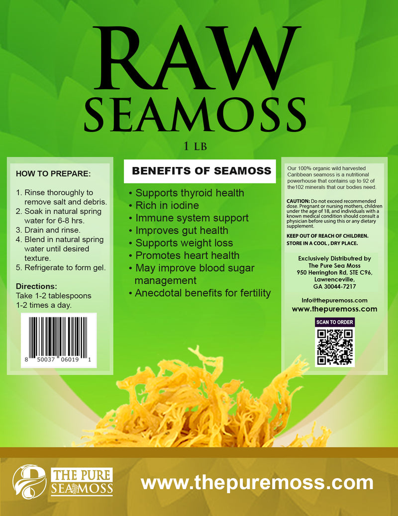 100% ORGANIC WILD HARVESTED RAW CARIBBEAN SEA MOSS 16oz