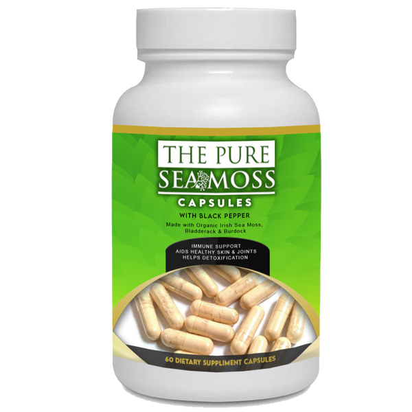 100% Certified Organic Sea Moss Plus Bladderwrack & Burdock Root Supplement - Wild Harvested, Organic Sea Moss Capsules for Weight Loss, Energy, Allergies, Digestion, Thyroid & More - 1400 Mg Raw & Vegan Irish Sea Moss Capsules 60 Ct