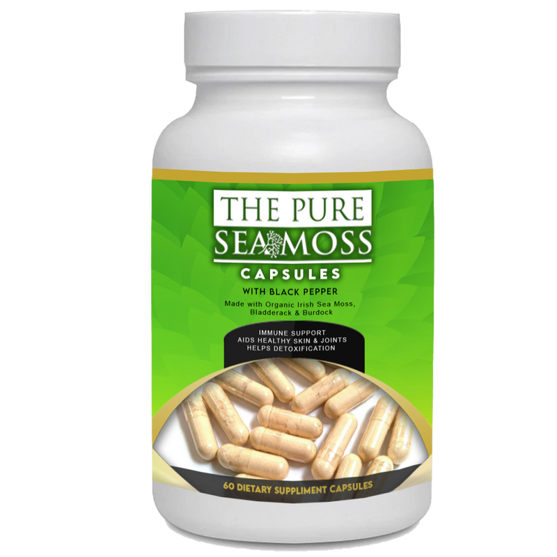 100% Certified Organic Sea Moss Plus Bladderwrack & Burdock Root Supplement - Wild Harvested, Organic Sea Moss Capsules for Weight Loss, Energy, Allergies, Digestion, Thyroid & More - 1400 Mg Raw & Vegan Irish Sea Moss Capsules 60 Ct